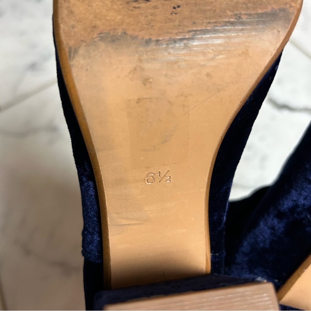 Sam Edelman The Jillian Boot Crushed Velvet Navy Blue Zipper Back Pull Size 6.5 - Picture 6 of 11